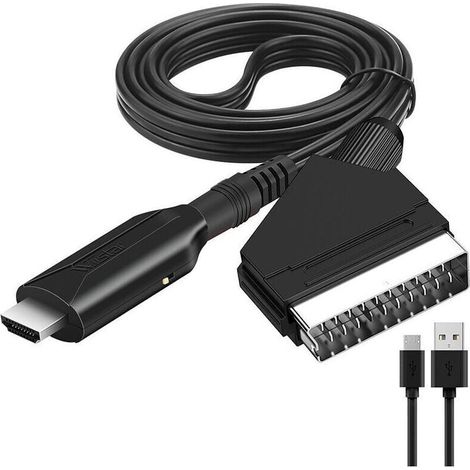 Scart vers Hdmi Convertisseur Pritel vers HDMI avec cble HDMI, pour Full HD TV 720P/1080P pour Les Lecteurs DVD, VHS, VCR