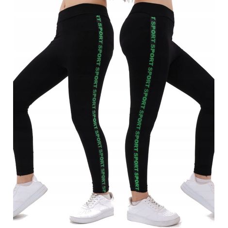 Mädchen-Leggings, Beine, Hose, Schwarz, Grün, LAMPAS 176 H005T