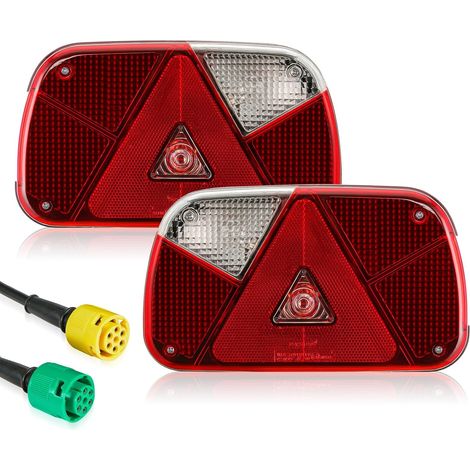 2 x Trailer Tail Lights with Bayonet Connection, Tail Light for Trailer, Truck, Caravan, Agricultural Vehicles, 12 V Lighting Trailer Car (1/5)