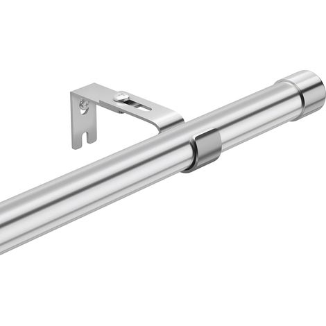 Barre à rideaux Argentée Extensible, 76-365cm, tringle à rideaux réglable en acier inoxydable, Barre à rideaux à disques avec supports et embouts argentés pour chambre à coucher, salon (1/5)