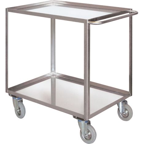 Portatutto Medio a 2 piani con bordo di contenimento in acciaio inox AISI 304 con ruote girevoli