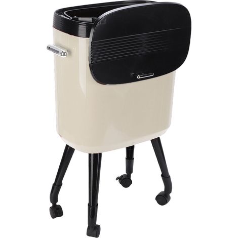 Hoher Mülleimer mit Rollen, 15 l Fassungsvermögen, schmaler Abfalleimer für Küche, Bad, Wohnzimmer, Büro, Cremeweiß (1/5)