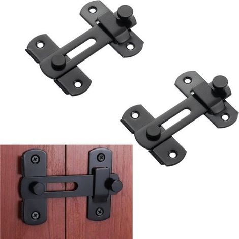 2 pezzi，Serratura per porta in acciaio inox，Catenaccio per porta，Serratura di sicurezza per porta，7 x 10 cm，Adatta per porte interne e in legno (1/5)