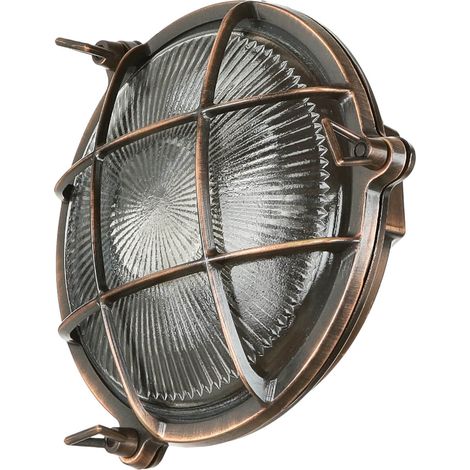 Außenwandlampe Echt-Messing IP64 Kupfer E27 Ø 21 cm Maritim Außenlampe Wand Terrasse