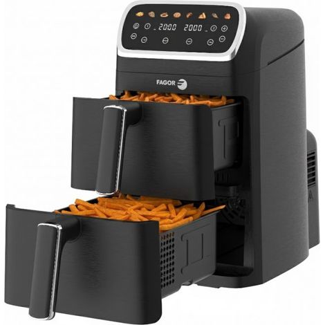 Friteuse à air chaud Air fryer double panier 8L 2600W Noir Fagor FG7503
