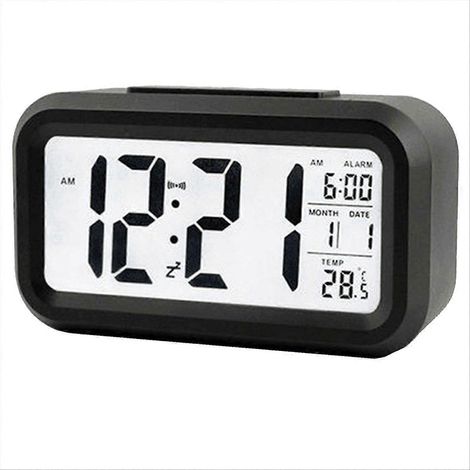 Réveil numérique LED avec fonction snooze, décoration intérieure noire (1/5)