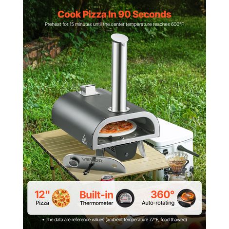 Four à Pizza d’Extérieur 305 mm, Four à Granulés de Bois Portable, avec Thermomètre et Rotation Électrique, avec Pierre à Pizza, Sa… (1/5)