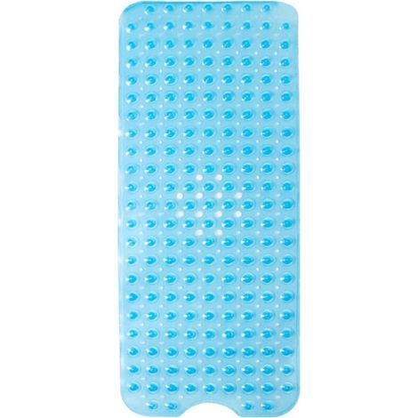 Tapis de Bain antidérapant 100 x 40 cm Extra Long avec Ventouse résistante à la moisissure pour Usage de Salle de Bain (Bleu) (1/5)