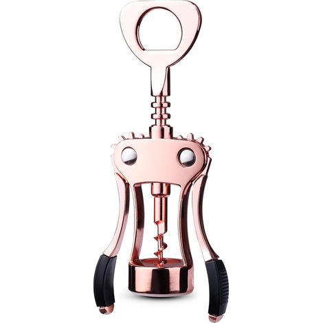 Ouvre-bouteille professionnel à ailettes, poignée ergonomique antidérapante pour une prise en main facile, tire-bouchon multifonctionnel avec coupe-capsule pour la maison, la cuisine et le restaurant, (1/5)