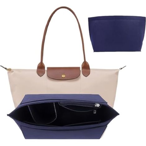 Organisateur de sac à main pliable avec fermeture éclair, en feutre à poches multiples. (1/5)