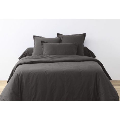 Einfarbiges Baumwoll-Spannbettlaken 90 x 190 cm, Farbe: Passion Anthrazit (1/5)