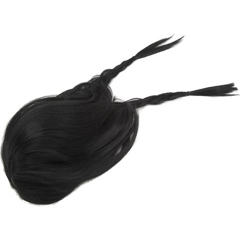 Tresse longue perruque noire droite femme, perruque ajustable confortable cheveux pour soirée maquillage (1/5)