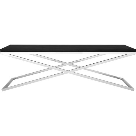 Interiors by Premier White and Black Coffee Table, Luxury Modern Rectangular Coffee Table, Wood Top Metal Frame Coffee Table (1/3)