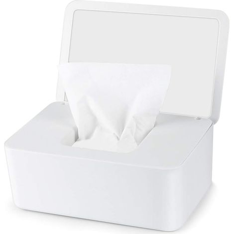 Bote de Mouchoirs Humides, Bote à Lingette Blanc, Distributeur de Lingettes Humides, Bote de Rangement étanche à la Poussière pour Lingettes Humides avec Couvercle pour, (1/5)