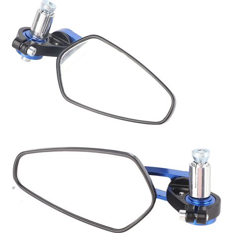 Rétroviseurs Universels Moto Aluminium 22mm 7/8 Pouces Extrémité Guidon Bleu (1/3)