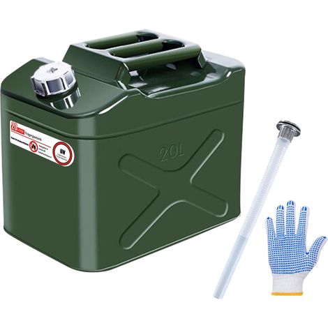 Jerrican en métal de 20 l avec bec verseur flexible, homologation ONU pour essence et diesel, vert (1/5)