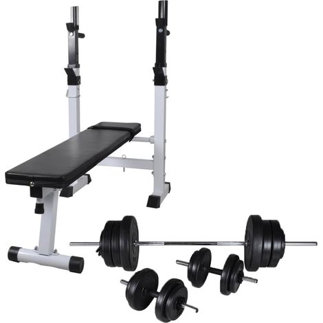Banco de entrenamiento con soporte de pesas y mancuernas 60,5kg vidaXL