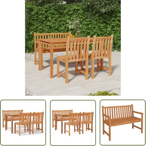 The Living Store Ensemble à manger de jardin 4 pcs Bois de teck massif - Salon De Jardin - Meuble De Jardin - Set De Jardin - Table De Jardin - Chaises De Jardin (1/5)