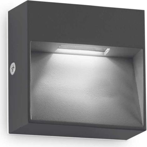 Ideal Lux DEDRA Applique Murale Extérieure LED Intégrée Carrée Anthracite 160Lm 3000K IP65