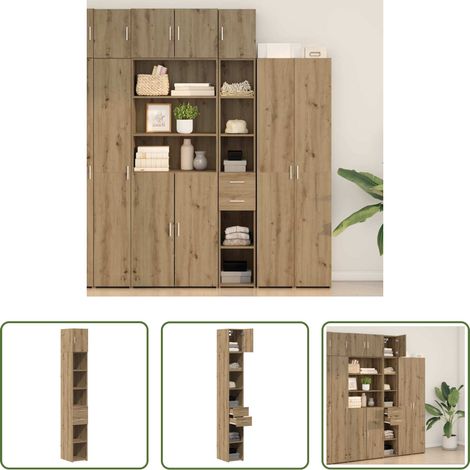 Cabinet de rangement - Armoire de rangement 2 pcs Chêne artisanal 30 x 42,5 x 225 cm (1/5)