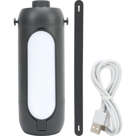 Lampe de camping suspendue grise, rechargeable, pliable, avec batterie externe, éclairage extérieur pour tente, équipement de camping portable. (1/5)