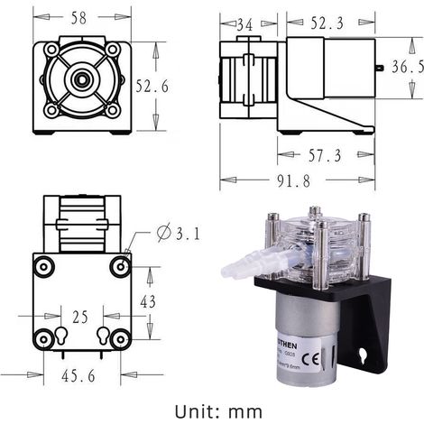 GROTHEN Pompe péristaltique DC 24 V avec tube en silicone, dosage de liquide d'eau à haut débit, auto-amorçante, anticorrosion, réglable pour bricolage, laboratoire d'aquarium, additifs d'analyse chim (1/5)