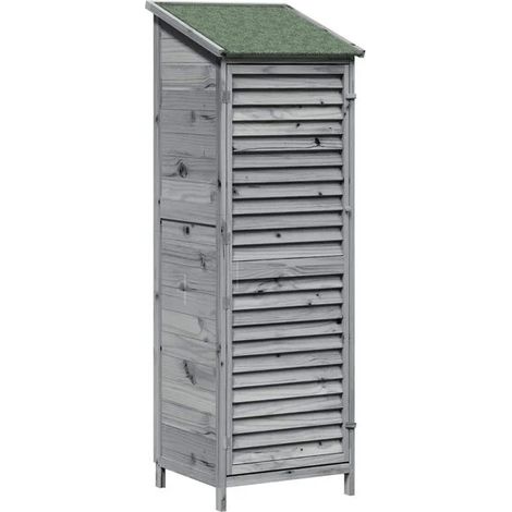 Chalet de jardin gris, 59 x 56 x 176 cm, bois de cèdre massif (1/5)