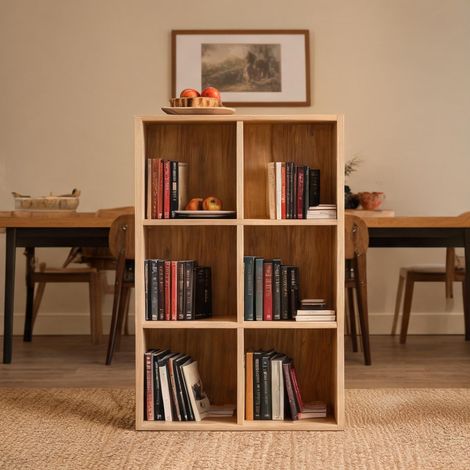 Étagère cube en bois 59,6 x 29 x 89 cm 6 compartiments oak (1/5)