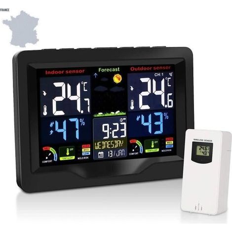 Station météo numérique connecté sans fil Thermometre Exterieur Hygromètre Tendance Prévision Capteur extérieur (1/4)
