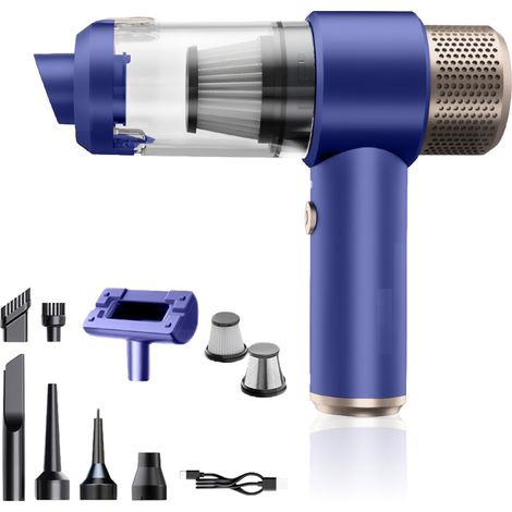 Aspirateur à main sans fil 7000 Pa, filtre HEPA lavable, mini design portable. Adapté pour auto, cuisine, poils d'animaux - violet. (1/5)