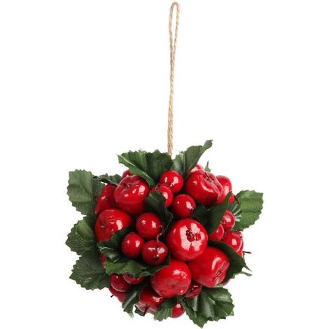 Bola decorativa de serbal de 13 cm - Decoración navideña roja (1/2)