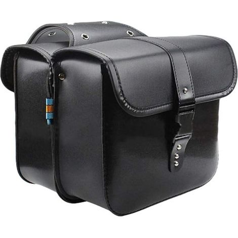 Par de alforjas universales impermeables para motocicleta, tipo bolsa lateral, fabricadas en piel sintética (PU) – Negras