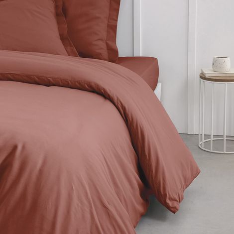 Housse de Couette 240X260 2 Personnes Coton Terracotta, Terre Cuite (1/3)