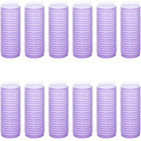 Sollbry 12 Pièces Bigoudis Cheveux, Bigoudis Auto-Agrippants Bigoudis Autogrippants, Rouleau Cheveux, Bigoudis Cheveux Court, pour Les Cheveux Courts, Moyens Ou Longs, 3×10.5 cm, Violet clair (1/5)