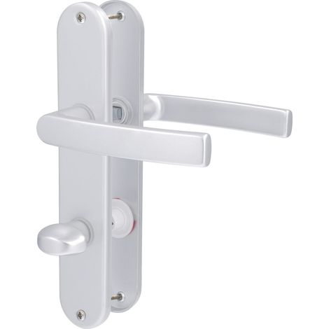 Alpertec WC-Langschildgarnitur Vanda Aluminium F1 silber abgerundet Beschläge