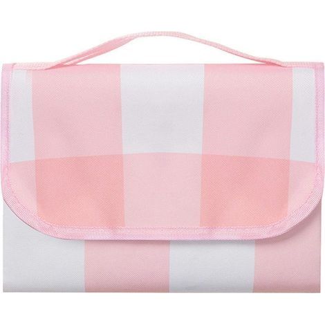Couverture de Pique-Nique Étanche 150×200cm Tapis de Plage Grand avec Poignée Pliable Résistant à l'Humidité pour Camping Voyage Plage Jardin Parc ( plaid rose) (1/5)