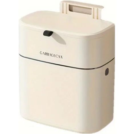 Poubelle suspendue, poubelle de toilette de salle de bains avec couvercle, corbeille à déchets carrée à couvercle rabattable à perforation libre (1/4)