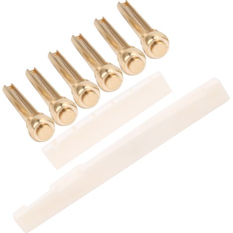 Kit de fixation pour cordes, sillet et chevalet en os de bœuf, outil de réglage de la tension des cordes (fixation en cuivre, sillet et chevalet en os de bœuf) (1/5)