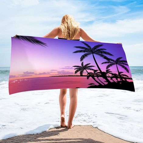 Serviette De Plage En Microfibre - 75 X 150 Cm - Rapide Séchage Sans Sable - Pour Plage Piscine Camping Yoga Voyage - 1 Pièce (1/4)