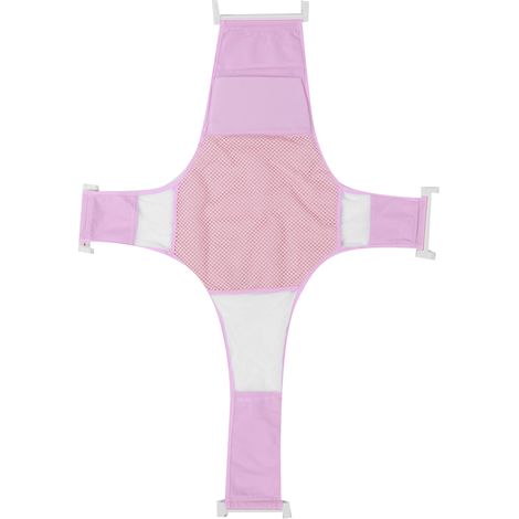 Siège de bain antidérapant pour nouveau-né, tapis de soutien pour le bain des nourrissons, écharpe de soutien réglable pour le bain de bébé (rose) (1/5)