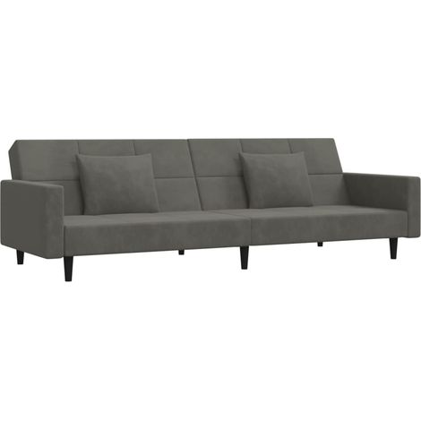 2-Sitzer Schlafsofa mit zwei Kissen Dunkelgrau Samt