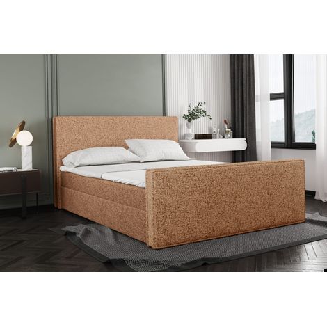 Boxspringbett mit bettkasten und matratze + topper LILA stof Puente Marille 140x200 cm (1/3)