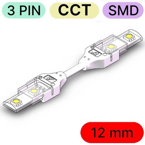 Connettore Impermeabile per LED CCT SMD a 3 pin da Striscia a Striscia  12mm