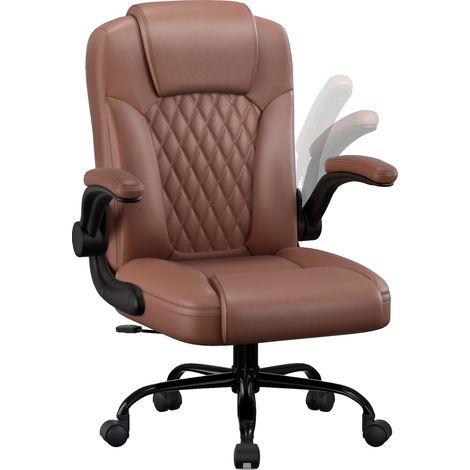 Chaise de bureau, cuir PU, hauteur du dossier de 800 mm, capacité de poids de 120 kg, accoudoirs rabattables, hauteur réglable (1/5)