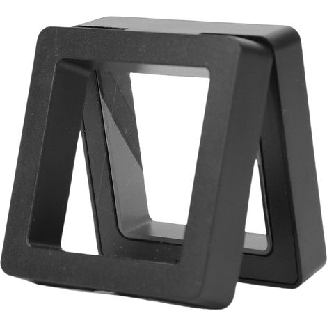 3D-Schwebevitrine aus transparenter Folie, Schmuckaufbewahrungsständer, Medaillenhalter, Rahmen, 5 x 5 cm, ohne Sockel, Schwarz (1/5)