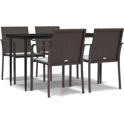 Ensemble à manger de jardin 5 pcs,Salon de jardin coussins résine tressée acier CFW76089 (1/5)