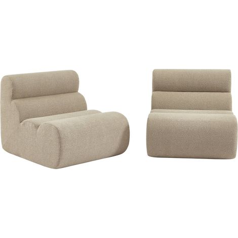 sweeek - 2er-Set modulare Lounge-Sessel mit strukturiertem Bouclé-Bezug, Strukturiertes Bouclé, Beige (1/5)