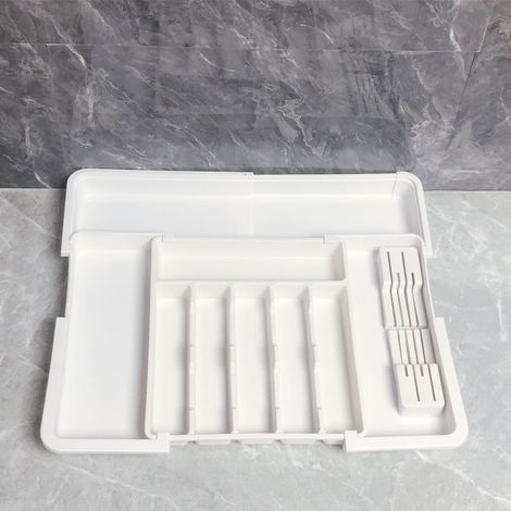 Plateau de rangement des couverts avec tiroir de cuisine rétractable pour cuillères et fourchettes (1/5)