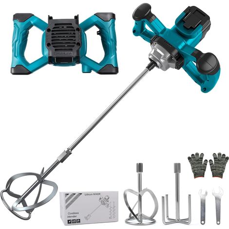 Mortar Mixer Compatible with Battery, 3200W Color Mortar Beater, Max 680RPM, Electric Paddle Mixer with 6 Speed, 2 Mixing Rods (No Battery) (1/5)