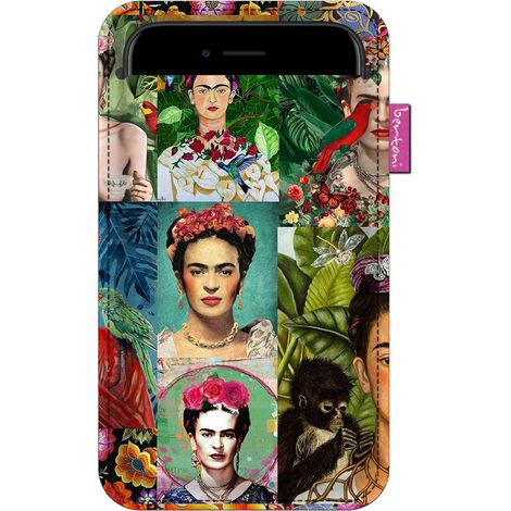 Étui pour smartphone, motif Frida moderne - feutrine écologique, 105 x 175 mm, anthracite, impression résistante, protection pour téléphone, lavable à 40 °C, Bertoni (1/4)